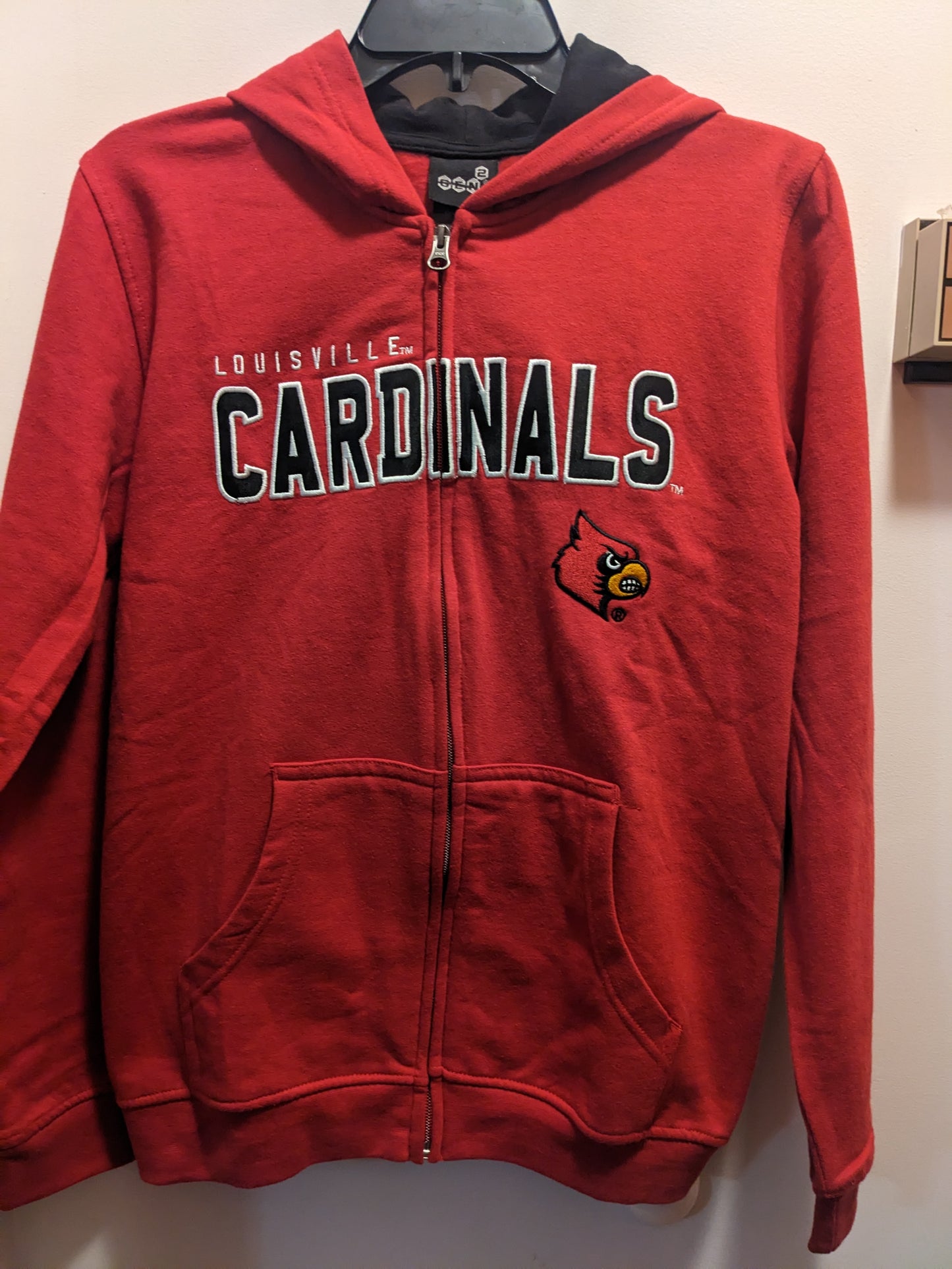 Louisville Cardinals youth large (14/16) red full zip hooded jacket NWT