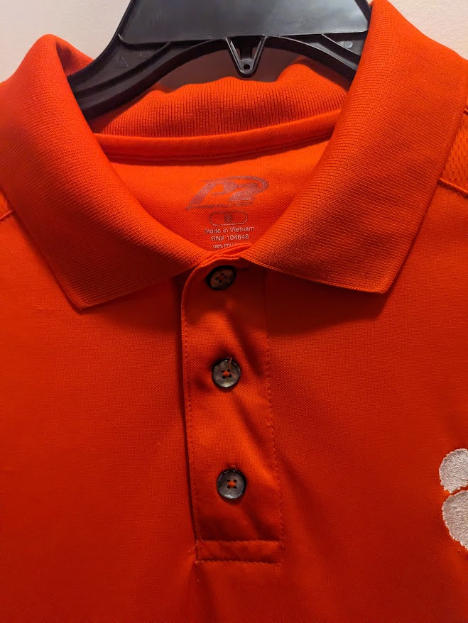Clemson Tigers Men's Medium orange short sleeved athletic fabric polo shirt