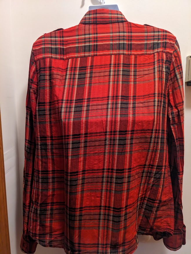 Ralph Lauren Women's Small red plaid long sleeved button up shirt with pockets
