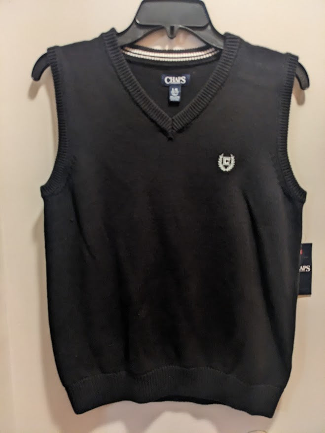 Chaps Boys Large (14-16) black V neck sweater vest New with tags