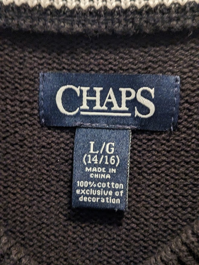 Chaps Boys Large (14-16) black V neck sweater vest New with tags