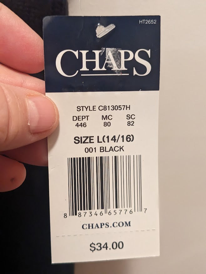 Chaps Boys Large (14-16) black V neck sweater vest New with tags