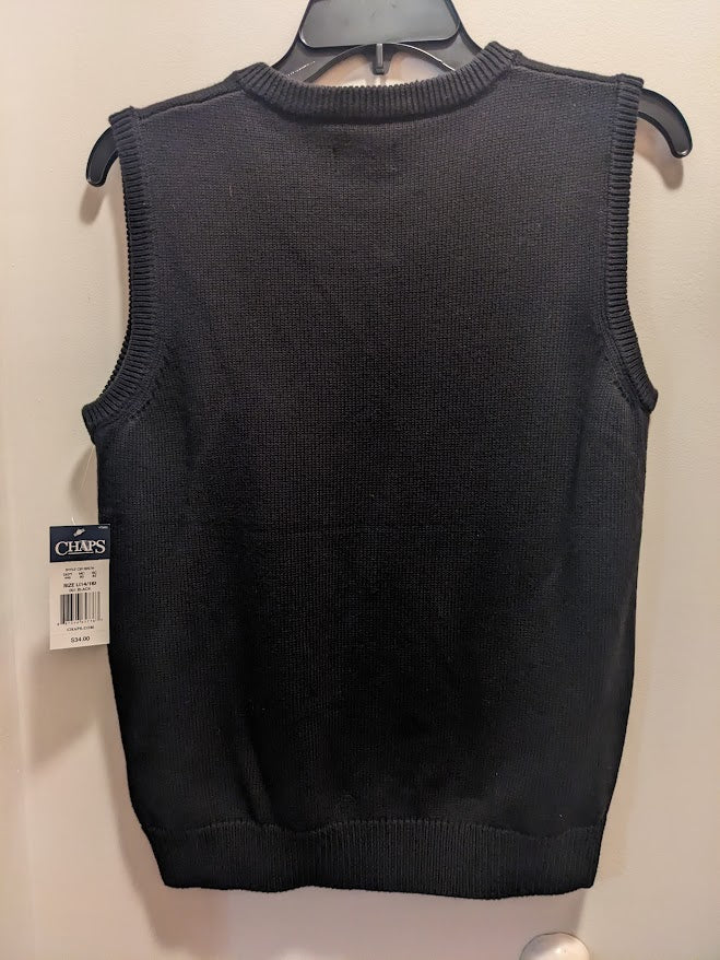 Chaps Boys Large (14-16) black V neck sweater vest New with tags