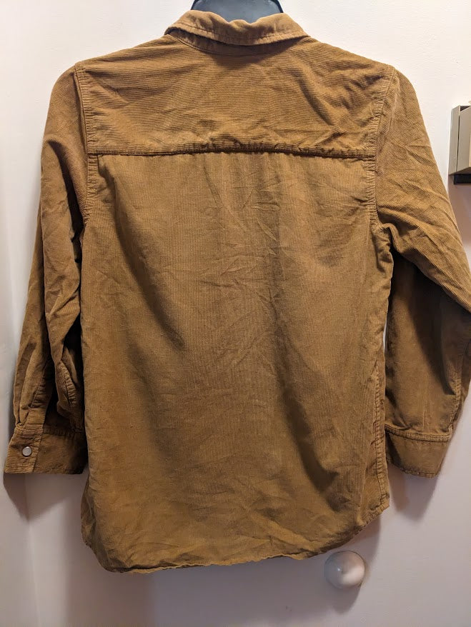 Levis Boys Medium (10-12) tan corduroy long sleeved snap front shirt