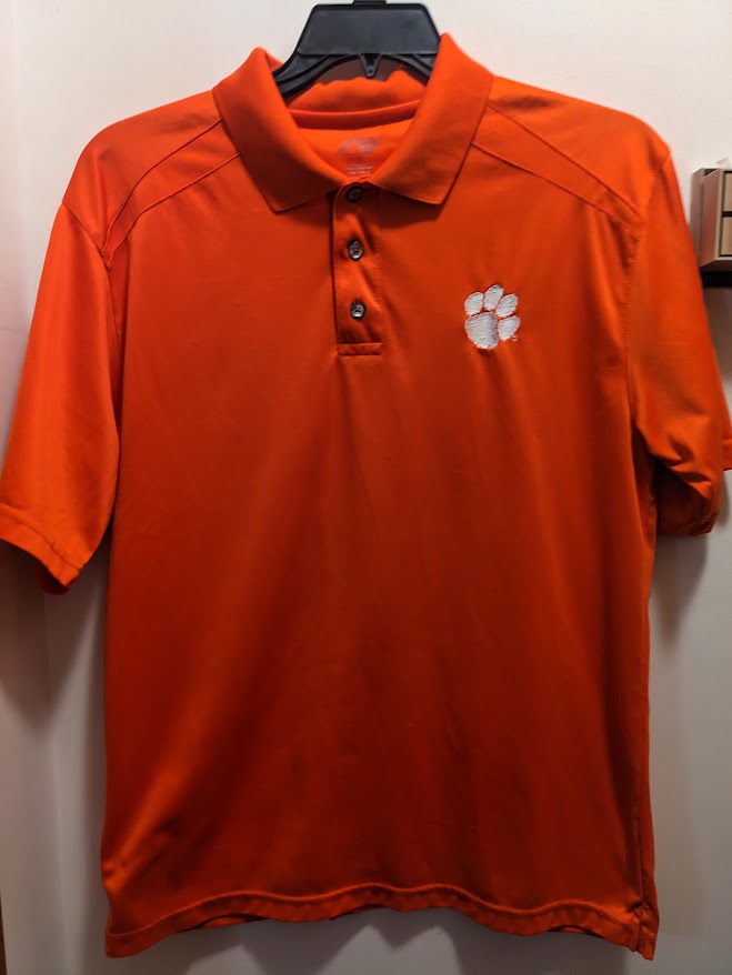 Clemson Tigers Men's Medium orange short sleeved athletic fabric polo shirt